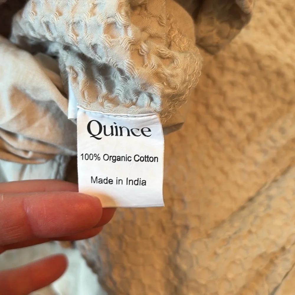 QUINCE Organic Luxe Waffle Duvet Cover Full/Queen Light Gray